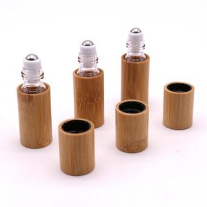 15ml Essential Oil Bottle Bamboo Roll On Bottle Glass With Natural Bamboo Cap