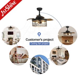 LED Light Source 36-inch Ceiling Fan with Retractable Blades and 100% Copper