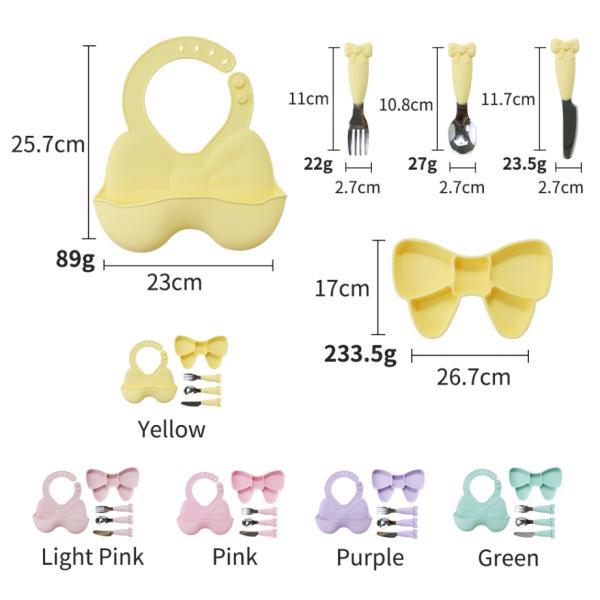 Custom Silicone Suction Baby Feeding Bow Plate BPA Free Food Grade