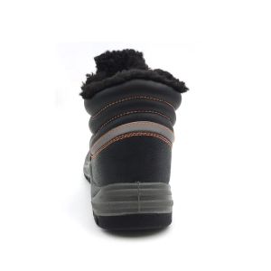 Black Winter Safety Shoes Durable Wool Lined Waterproof Boots Unisex