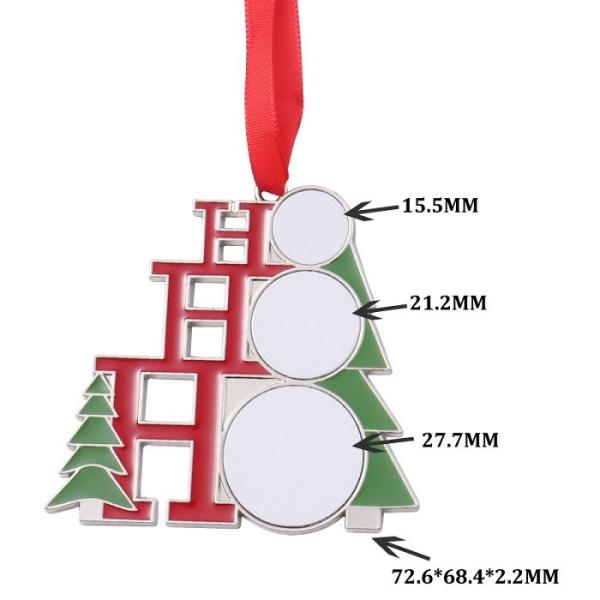 Sublimation Christmas Hanging Ornaments Metal Pendant For Christmas Tree Decoration