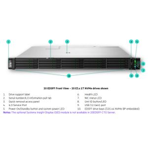 HPE DL360 Gen11 20ED SFF NC CTO Server P52500-B21 DL360 G11 8SFF Rack 1U Server