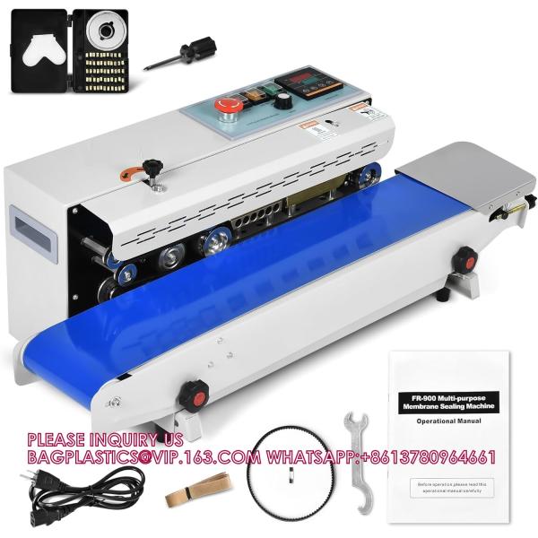 Horizontal Continuous Band Sealer, Automatic Bag Heat Sealer W/Printing Wheels,