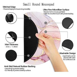 Office HEATED Round Pink Marble Mouse Pad Smooth Non-slip Desk Mouse Mat Custom