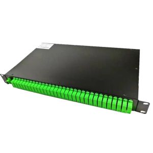 Green Black 1X32 Rack Mounted Fiber Optic Plc Splitter With SC APC Fiber