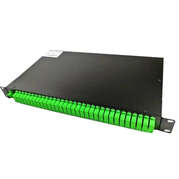 Green Black 1X32 Rack Mounted Fiber Optic Plc Splitter With SC APC Fiber
