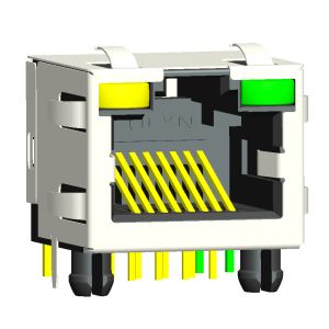 HULYN Very low profile, Shielded RJ45 Modular Jack, Through Hole Type, 1x1,with