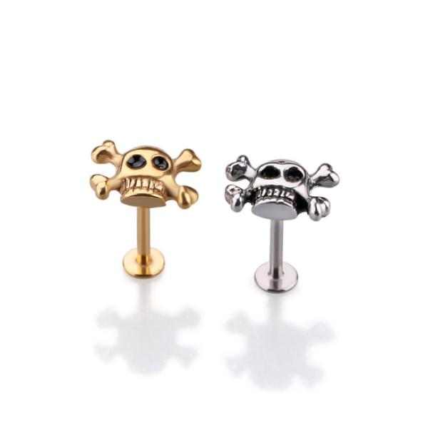 Surgical Steel Unique Lip Studs Cool Skull Free Labret Lip Rings Body Piercing Jewelry