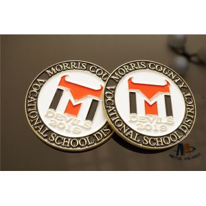 Customized Color Filled 2D Model Challenge Coins Semi - Mechanical Processing