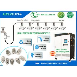 Cheap SS T Connector Water Mist Spray Nozzle With Slip Lock Low Noise 1μm To 20μm for sale