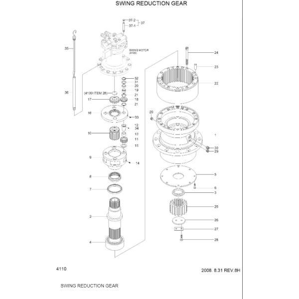 Excavator R250-7 excavator swing gearbox R250LC-7 31EN-10070 swing drive reduction gearbox