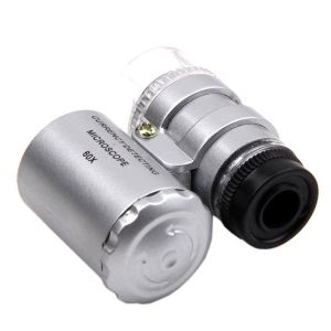 Mini 45x Microscope Magnifying With LED Light Pocket Jeweler Loupe