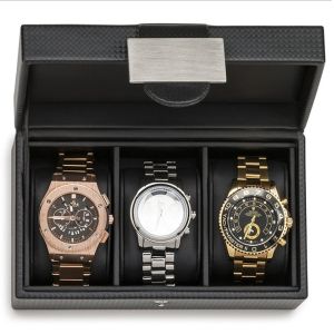 Elegant Leather Watch Case Box 3 Watch Capacity For Storage