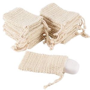 Pretty Arts Flexible Mesh Drawstring Bags , Natural Sisal Soap Saver Bag For
