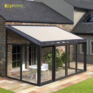 Polyester Retractable Roof Awning Remote Control Aluminum Retractable Awning