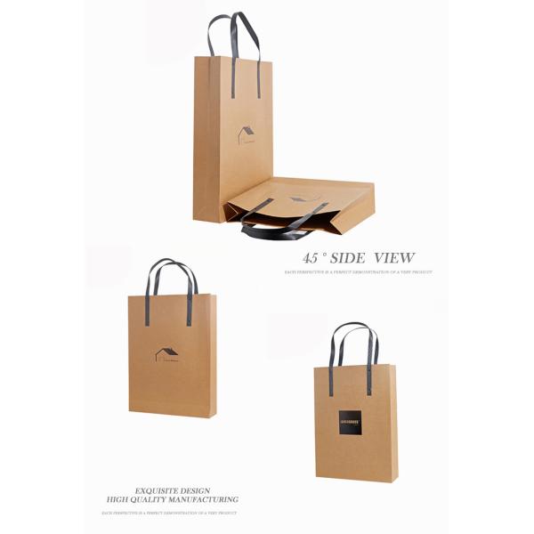 Recyclable Custom Printed Kraft Paper Bags / Brown Kraft Bags With Handles