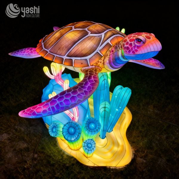 Chinese Cartoon Animal Lantern - Turtle Sculpture Lantern for Zoo and Ocean