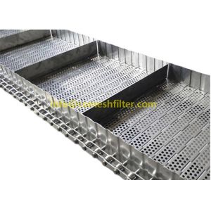 China Stainless Steel 314 304 Wire Mesh Chain Link Perforated Flat Plate Slat Cooling Conveyor Belt for elevator on sale