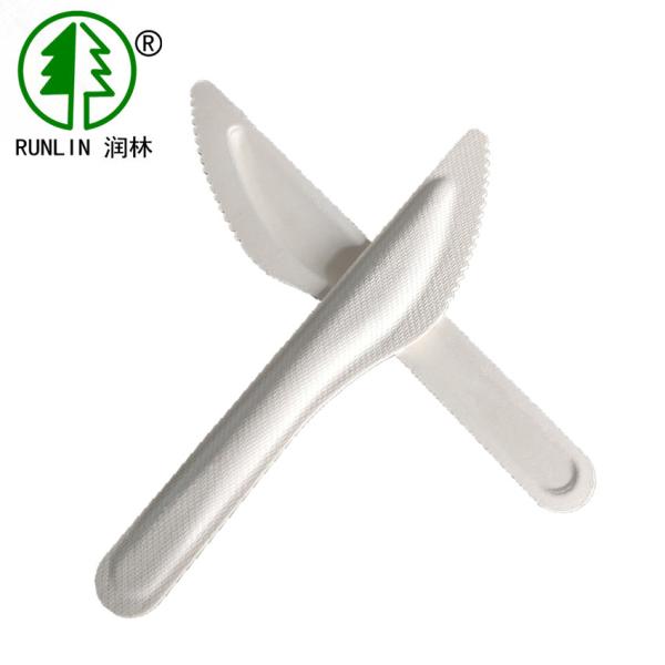 Quality Biodegradable Eco Friendly Bagasse Cutlery FDA White Disposable Safety Knife wholesale