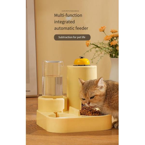 Automatic Cat Feeding Water Feeder 3-in-1 Drinking Fountain Cat and Dog Stainless Steel Bowl with Bell