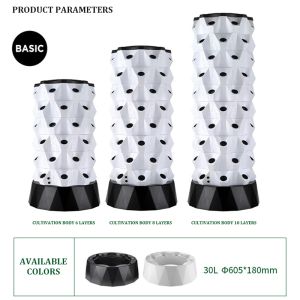 30L 8 Layer 64 Holes Hidroponia Tower Container Microgreens Vertical Hydroponics