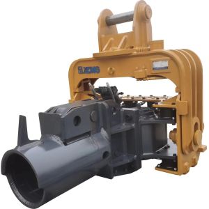 Solar Panel Project PV Sheet Pile Driver With Vibro Hammer And Excavator