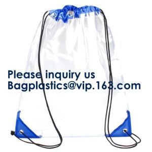 PVC Drawstring Bag Backpack With Solid Bottom Promotional Custom 210D Transparen