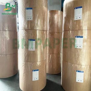 Recyclable 40g premium one side glossy brown kraft bag paper roll