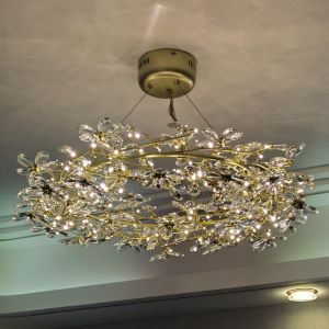 Crystal Chandelier LED Home Decor Lamp Round Flower Creative Design tree branch