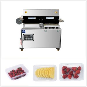 Vertical Style Fruit Vegetable Packing Machine MAP Tray Sealing Equipment