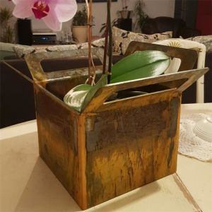 Natural Rusty Color Smart Corten Steel Flower Planters Pot With Drain Holes