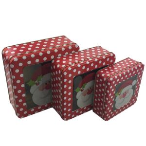 Holiday Tin Box with Window Michael Tins Wedding Favor Tins Square Cake Tins