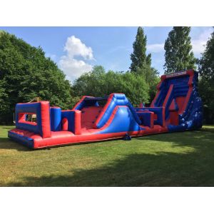 Cheap Lead Free Inflatable Obstacle Courses 60ft With Slide for sale