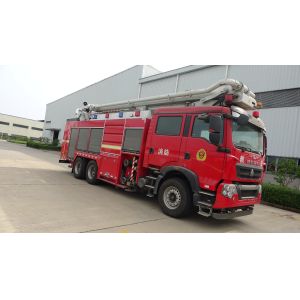 SINOTRUK 440hp Water Tower Fire Truck With 3 Axles 32M Telescopic Boom
