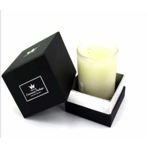 black lid and base candle box with foil stamping logo Bespoke candle pack box