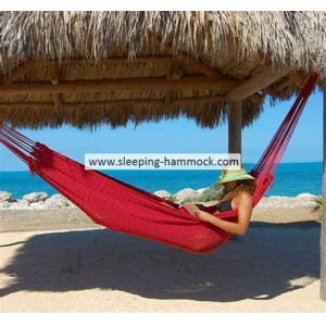 Cheap Beautiful Double Person Large Mayan Hammock Hand Woven For Outdoor Beach Red for sale