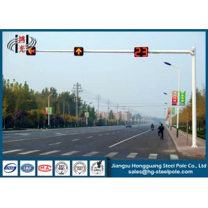 6m Length Steel Traffic Light Pole Galvanized Driveway With 8m Cross Arm