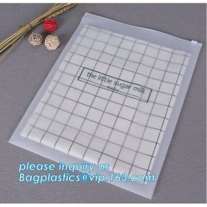 custom printed transparent bottom gusset slider zipper garment packaging pouch