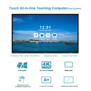 Cheap Vibrant Visuals on Interactive Smart Board with 4K Touch Display and Metal Frame for sale