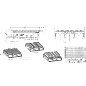 2057042-8 QSFP+ Cage Ganged (1 x 3) with Heat Sink Connector Press-Fit Through