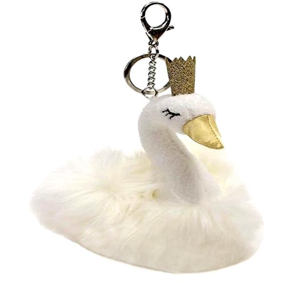 CPSIA Stuffed Swan Princess Flash Key Chain For Girls