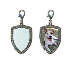 Sublimation Dog Tags Blanks With Diamond Trim Accents Customized Pet Tags For