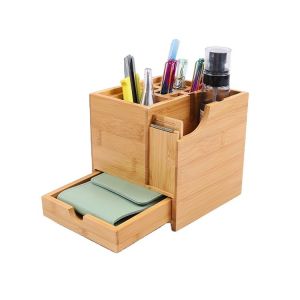 Cheap 100% Natural Bamboo Wood Office Desk Storage with 1 Drawer Modern Style and Affordable for sale