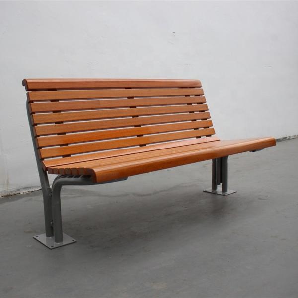 Quality Flange Surface Mounted Outdoor Wooden Bench With Backrest OEM ODM wholesale
