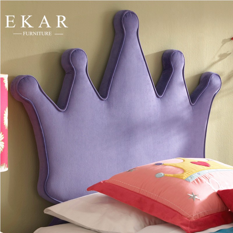 Crown Shaped Headboard High Fabric Bed For Girl