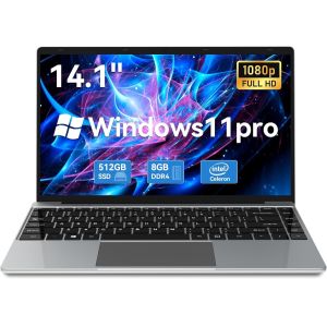8GB RAM 512GB SSD Windows 14 Inch Laptop FHD Display Intel Celeron N4020C