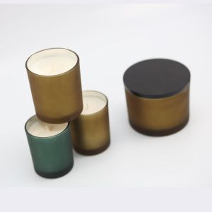Painting Inner Electroplating Scented Jar Candle Matte Color With Wooden Lid