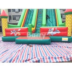 Tom / Jack 14m Length Double Lane Slip Inflatable Dry Slide With Air Blower