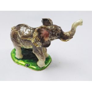 pewter family elephant jewelry box,elephant shape bejeweled box,alloy elephant
