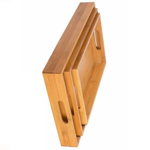 Nesting Natural Bamboo Food Tray Decorative Rectangle Odm